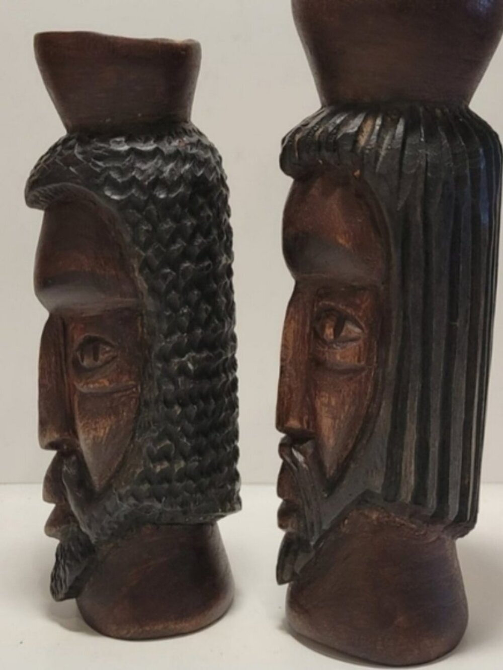 Tribal/Jamaican Bust Set Of 2 Decorative Dark Brown 7.5" - Picture 5 of 11
